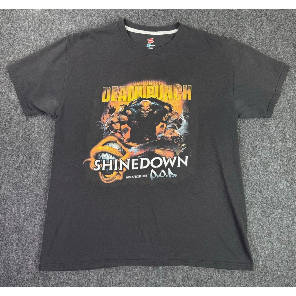 Five Finger Death Punch 2016 Tour Date Shinedown Mens Med Black Band T-Shirt POD
